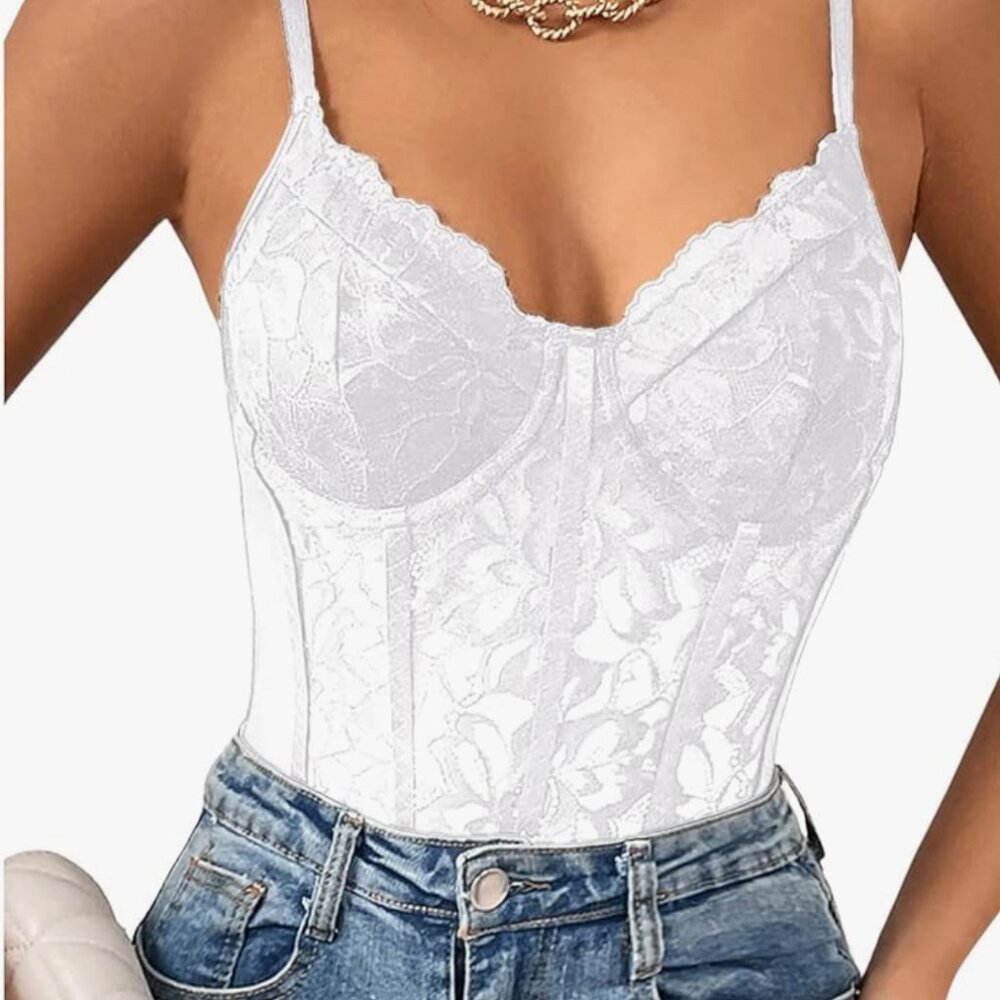 White Corset Body Suit Size M